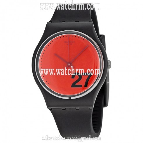 Swatch Generation 27 Red Dial Black Silicone Ladies Watch GB276