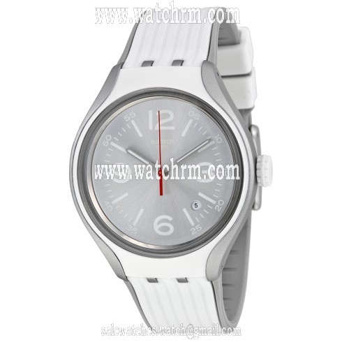 Swatch Go Dance Silver Dial White Silicone Men's Watch YES4005