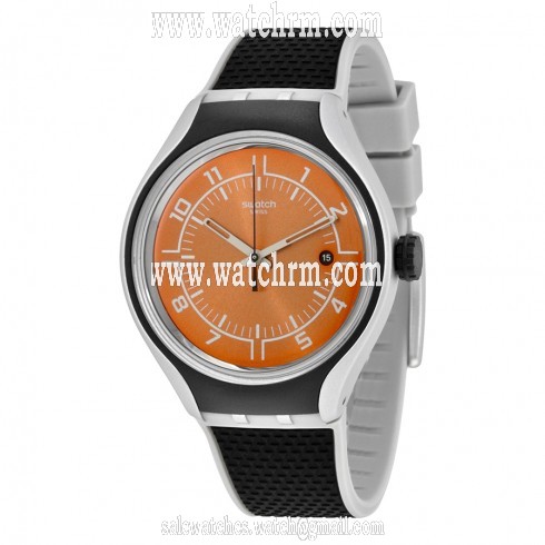 Swatch Go Jog Orange Dial Black Rubber Men's Watch YES4002