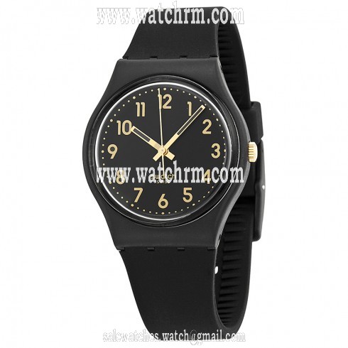 Swatch Golden Tac Black Dial Black Silicone Unisex Watch GB274