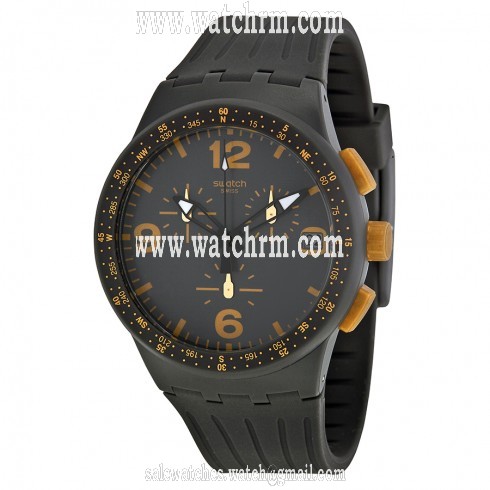 Swatch Gordon Grey Dial Black Silicone Men's Watch SUSA401