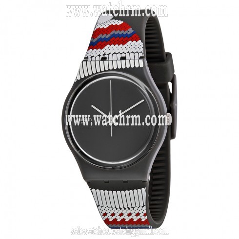 Swatch Gornegrat Black Dial Red and Grey Silicone Men's Watch GM183