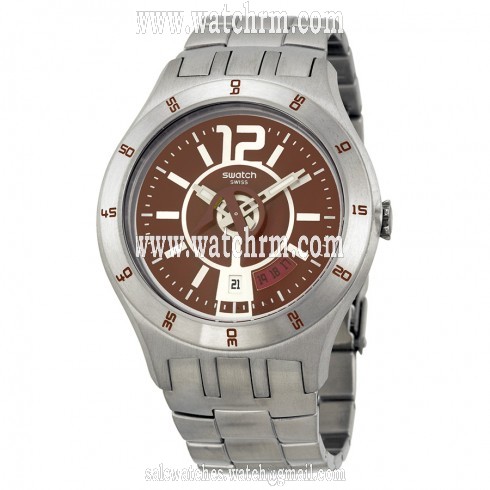 Swatch In a Burgundy Mode Red Stainless Steel Men's Watch YTS405G