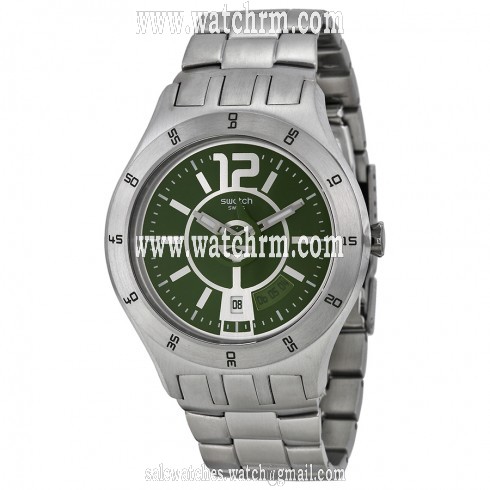 Swatch In a Green Mode Olive Green Dial Stainless Steel Men's Watch YTS407G