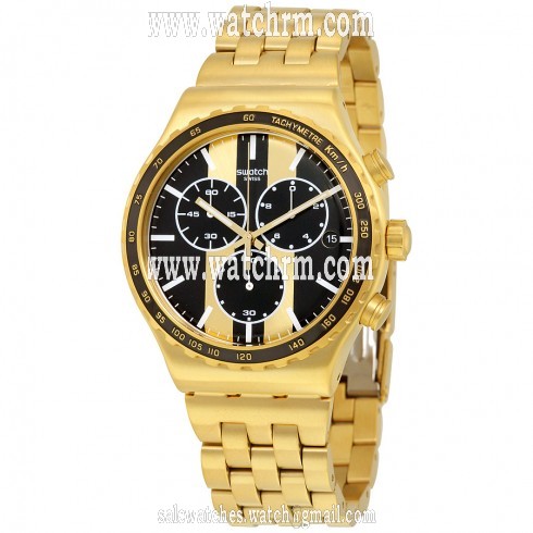 Swatch Irony Chronograph Black and Gold Dial Gold-plated Men's Watch YVG400G