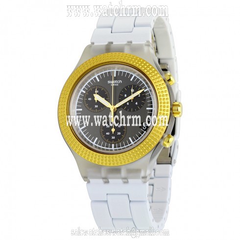 Swatch Irony Chronograph Black Dial White Plastic Men's Watch SVCK4081AG