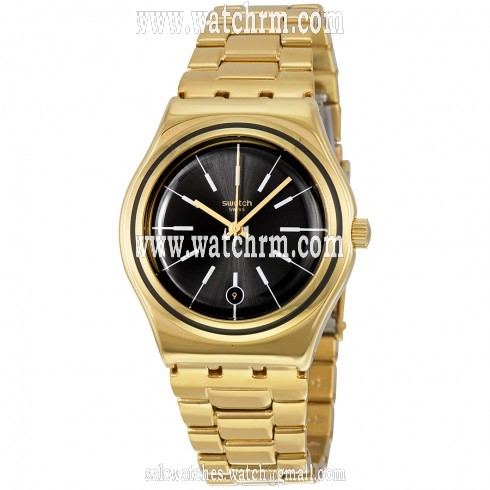 Swatch Irony Last Run Black Dial Gold-plated Ladies Watch YLG405G