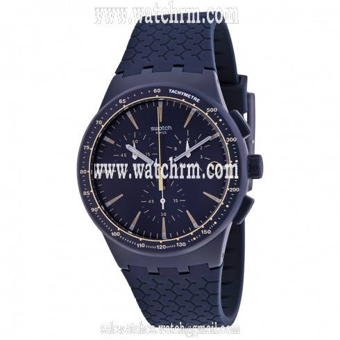Swatch Meine Spur Black Dial Navy Blue Silicone Unisex Watch SUSN407