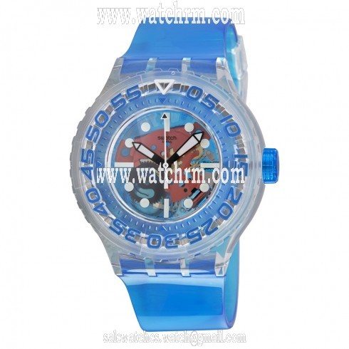Swatch O-Tini Skeleton Dial Blue Plastic Unisex Sports Watch SUUK103