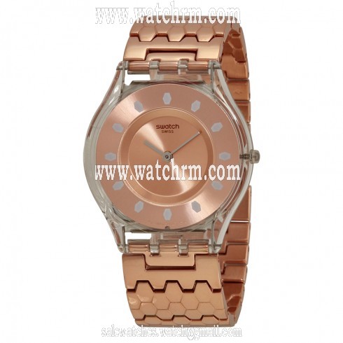 Swatch Original Red Fort Rose Dial Rose Rose-tone Plastic Ladies Watch SFE100GB