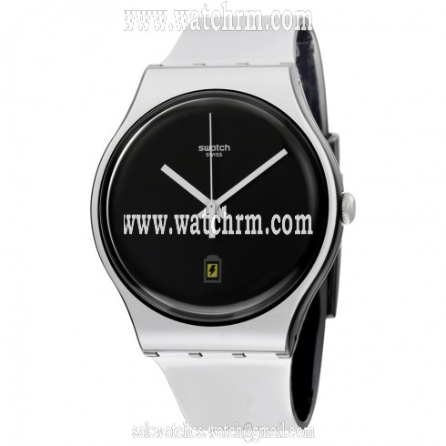 Swatch Originals Black Dial Silver-tone Silicone Unisex Watch Watch SUOB401