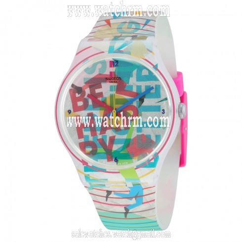 Swatch Originals Go Happy Multi-Colored Dial Multi-Colored Silicone Unisex Watch SUOZ196