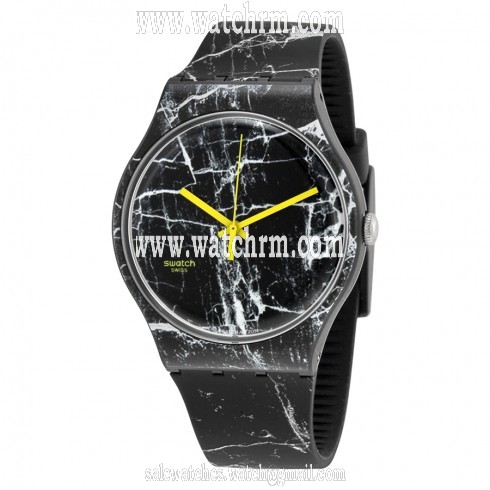 Swatch Originals Marmor Black Dial Marbled Black  Silicone Unisex Watch SUOB123