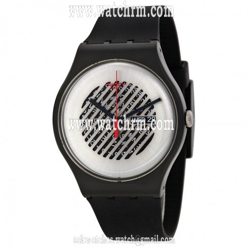 Swatch Originals On The Grill Silver Skeleton Dial Black Rubber Men's Watch SUOB713