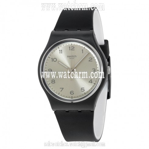 Swatch Originals Silver Friend Too Silver Dial Black Rubber Ladies Watch GB287