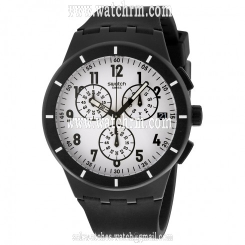 Swatch Originals Twice Again Black White Dial Chronograph Men's Watch SUSB401