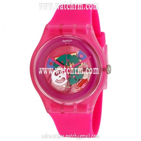 Swatch Pink Lacquered Pink Silicone Unisex Watch SUOP100