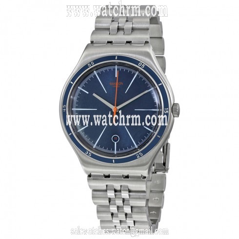 Swatch Quartz Blue Dial Stainless Steel Men's Watch YWS402G