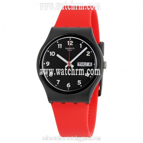 Swatch Red Grin Black Dial Ladies Casual Watch GB754