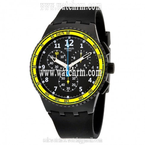 Swatch Sifnos Chronograph Black Dial Black Silicone Men's Watch SUSB404