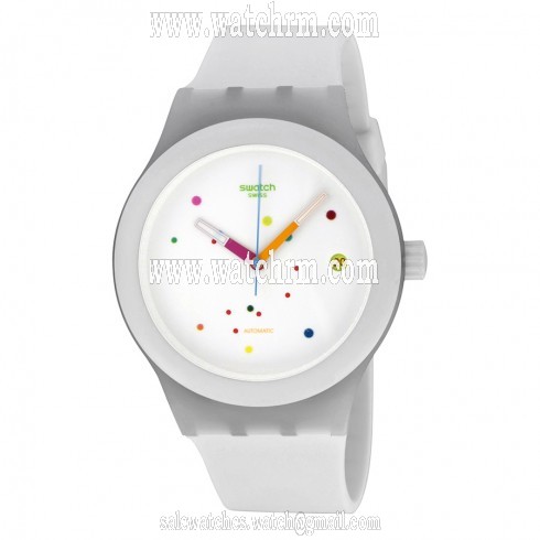 Swatch Sistem Automatic White Dial White Rubber Men's Watch SUTW400