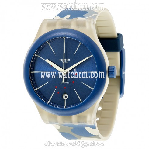 Swatch Sistem Incognito Automatic Blue Dial Camouflage Silicone Unisex Watch SUTT400