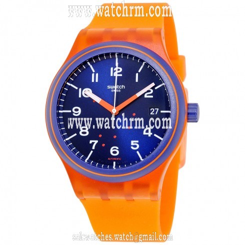 Swatch Sistem Tangerine Blue Dial Orange Silicone Unisex Watch SUTO401