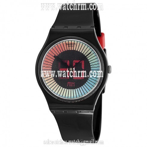 Swatch Speed Around Multi-Colored Dial Black Silicone Unisex Watch GB277