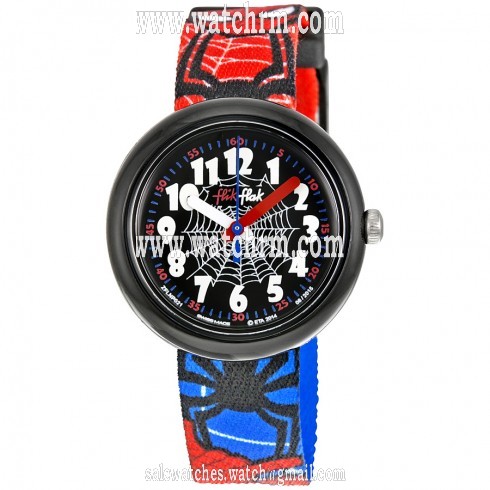 Swatch Spiderman Black Dial Spiderman Plastic Boys Watch ZFLNP021