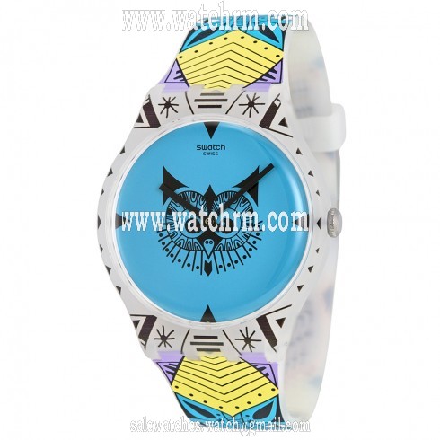 Swatch Wild Totem Blue Dial Multi-Color Silicone Unisex Watch SUOZ191