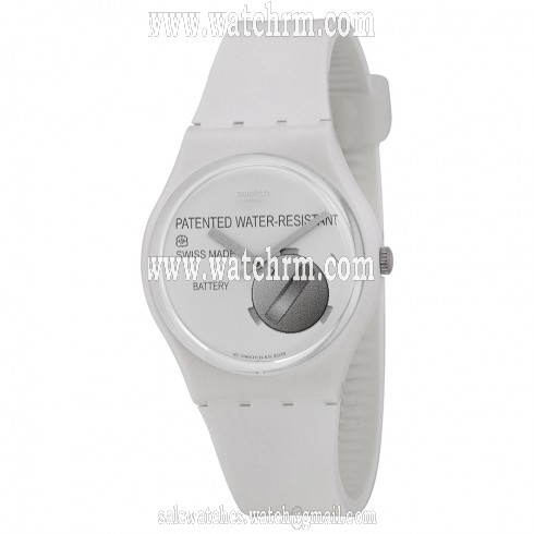 Swatch Yrettab Light Grey Dial White Silicone Unisex Watch GW170