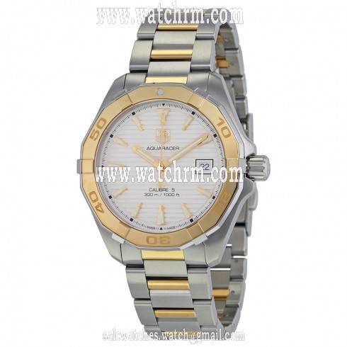 Tag Heuer Aquaracer Automatic White Dial Steel and 18kt Yellow Gold Men's Watch WAY2151.BD0912