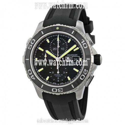 Tag Heuer Aquaracer Black Dial Chronograph Stainless Steel Black Rubber Men's Watch CAK2111FT8019