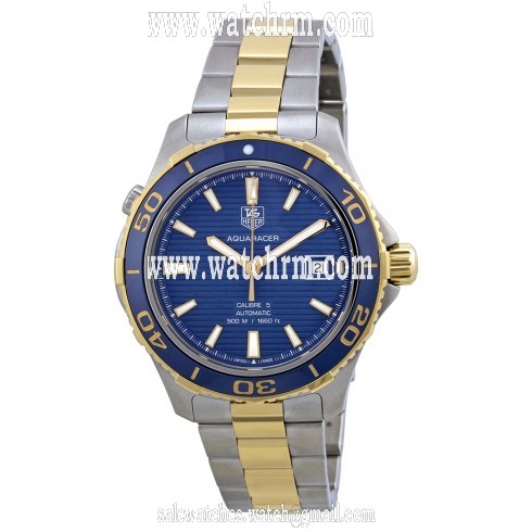 Tag Heuer Aquaracer Blue Dial Yellow Gold Plated and Steel Men's Watch WAK2120.BB0835