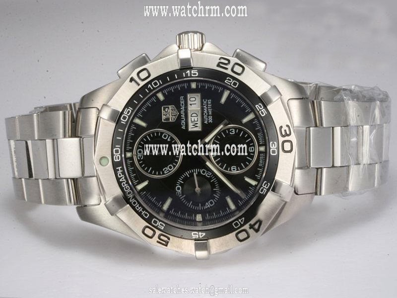 TAG Heuer Aquaracer CAF2010.BA0815 Round Stainless Steel Case Black Dial Watch