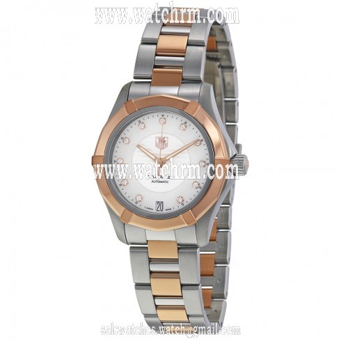 Tag Heuer Aquaracer Mother of Pearl Dial Stainless Steel and 18kt Rose Gold Ladies Watch WAP2351BD0838