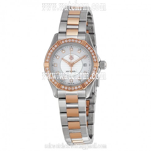 Tag Heuer Aquaracer Mother of Pearl Dial Steel and 18kt Rose Gold Ladies Watch WAP1452.BD0837