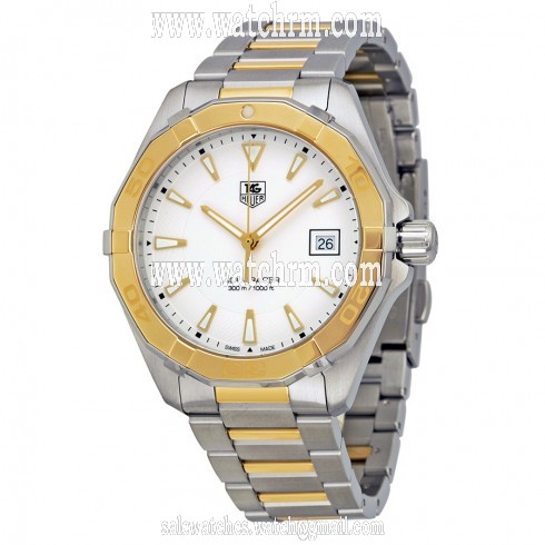 Tag Heuer Aquaracer Silver Dial Stainless Steel with 18kt Yellow Gold Men's Watch WAY1151.BD0912