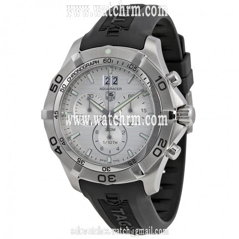 Tag Heuer Aquaracer Silver Guilloche Dial Chronograph Men's Watch CAF101F.FT8011