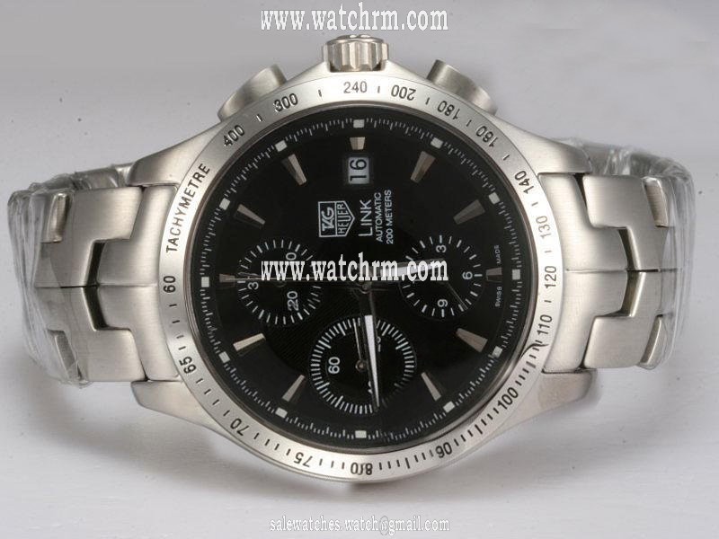 TAG Heuer Aquaracer wjf2112 Black Dial Silver Stainless Steel Strap Round Watch