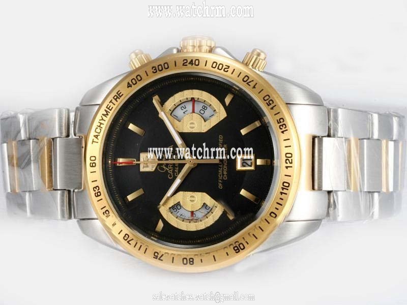 TAG Heuer Baselworld 2009 17 RS2 Mens 42mm Silver 18k Gold Strap Watch