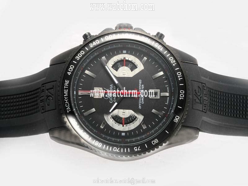 TAG Heuer Baselworld 2009 17 RS2 Round Black Dial Black Rubber Strap Watch