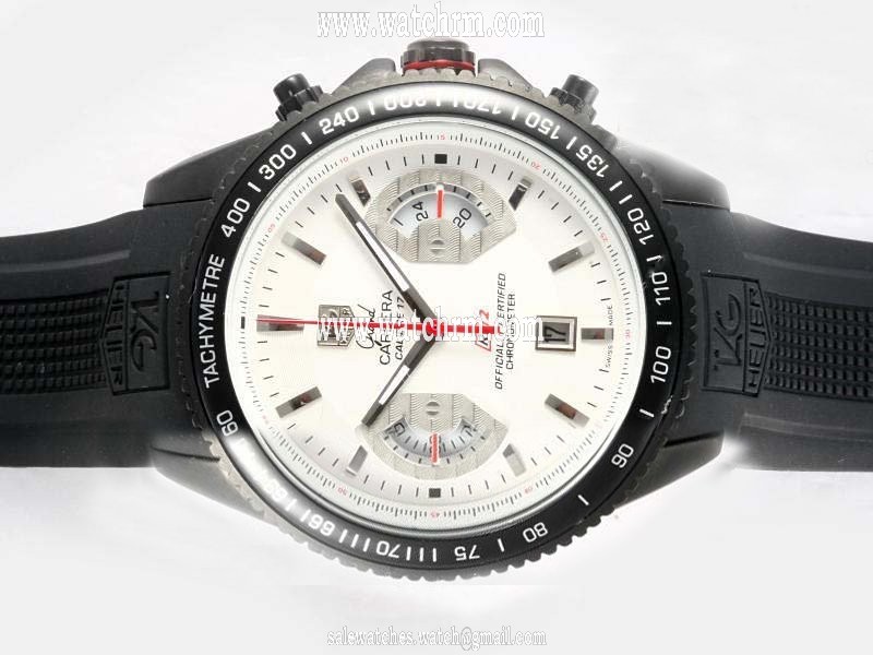 TAG Heuer Baselworld 2009 Grand Carrera Calibre 17 RS2 White Dial Round PVD Case Watch