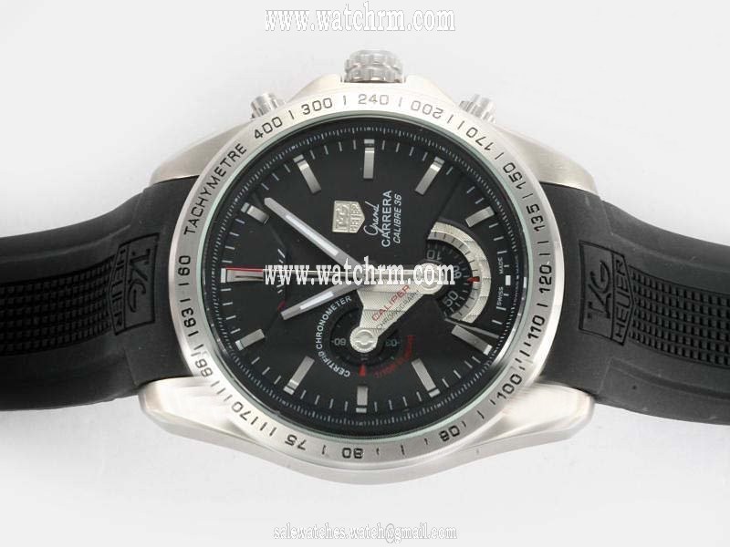 TAG Heuer Baselworld 2009 Grand Carrera Calibre 36 RS2 Mens 43mm Black Rubber Strap Watch