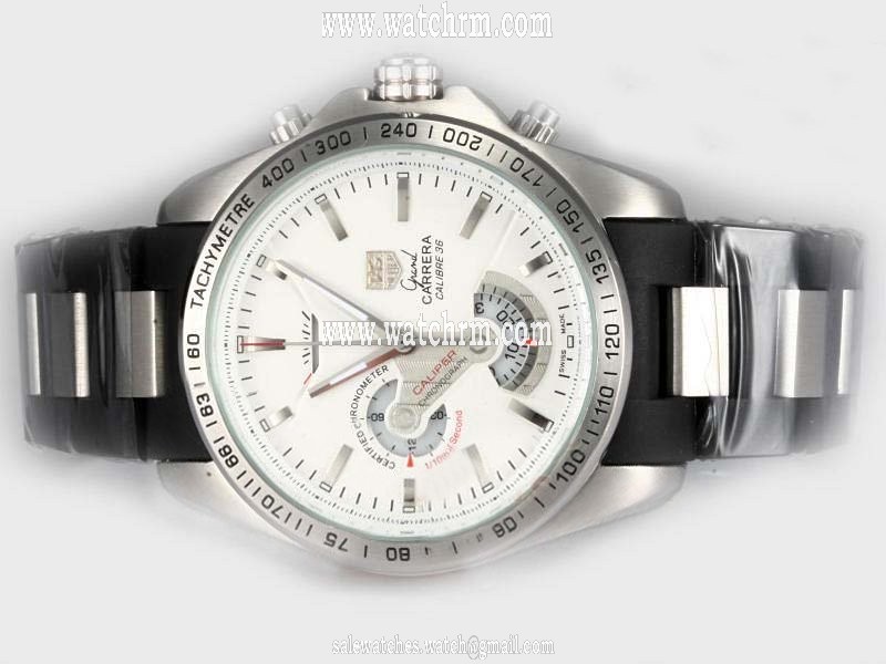 TAG Heuer Baselworld 2009 Grand Carrera Calibre 36 RS2 Quartz Chronograph White Dial Watch