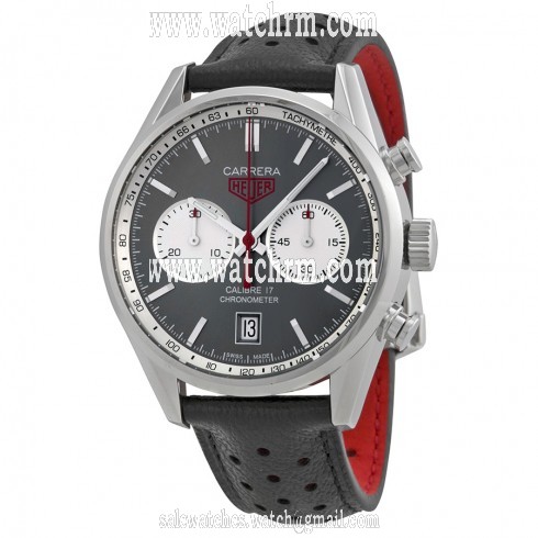 Tag Heuer Carrera Anthracite Dial Black Chronograph Black Leather Men's Watch CV5110FC6310
