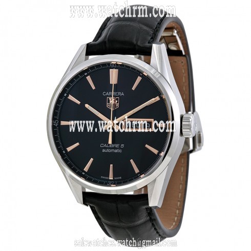 Tag Heuer Carrera Automatic Black Dial Black Leather Men's Watch WAR201CFC6266