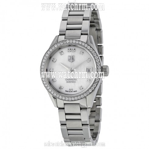 Tag Heuer Carrera Automatic White Mother of Pearl Dial Stainless Steel Ladies Watch WAR2415.BA0776