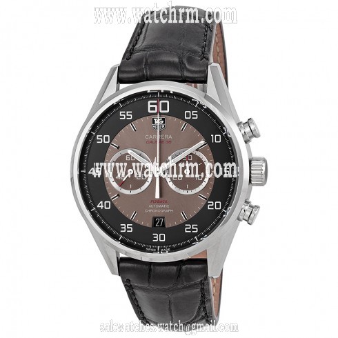 Tag Heuer Carrera Black and Grey Dial Chronograph Leather Men's Watch CAR2B10.FC6235