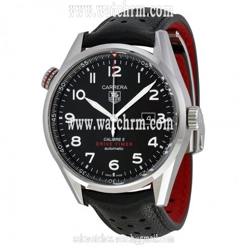 Tag Heuer Carrera Black Dial Black Leather Men's Watch WAR2A10FC6337